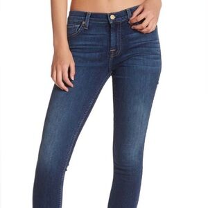 7 for All Mankind Women's Dark Blue High-Rise Skinny Jeans